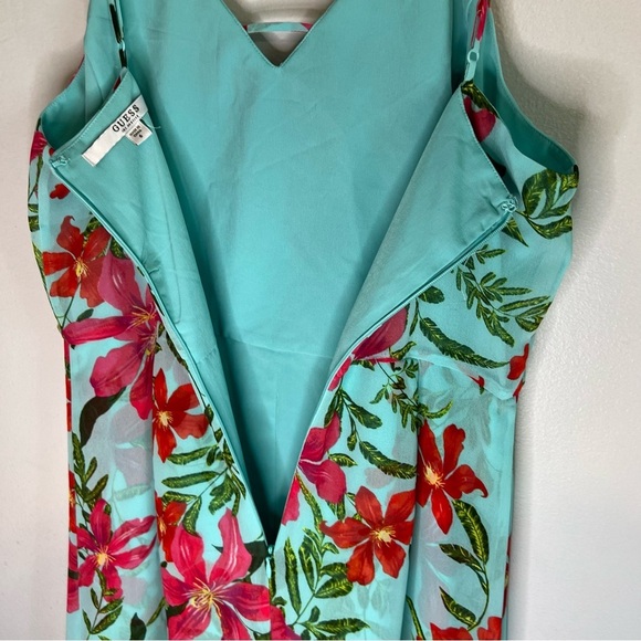 GUESS Women's Uri Floral-Print Walk-Through Romper Coastal Bloom Aqua Print Sz 6 - Picture 15 of 16